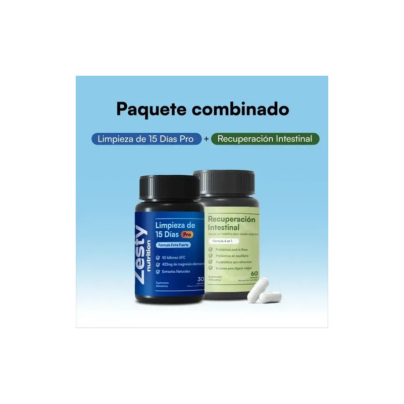 Zesty Nutrition Limpieza Días Pro Recuperación Intestinal Paquete Frascos Fórmula
