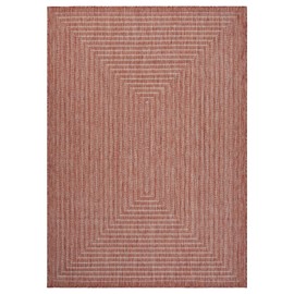 Adiva Rugs Outdoor Indoor Area Rug, Weather Resistant, Easy to Clean, Stain Resistant Floor Mat for Dining Room, Backyard, Deck, Patio (Copper Weiss, 6' x 9')