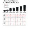 12pcs. x M6 x 5mm Black Nylon Spacers and Standoff