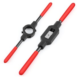 Leriton 2 Pcs Adjustable Tap Wrench Handle Round Die Stock M5-m20 Tool 38 mm 1-1/2 Heavy Duty Die Handle Wrench Holder for Tap Reamer Hand Tool Thread Repair