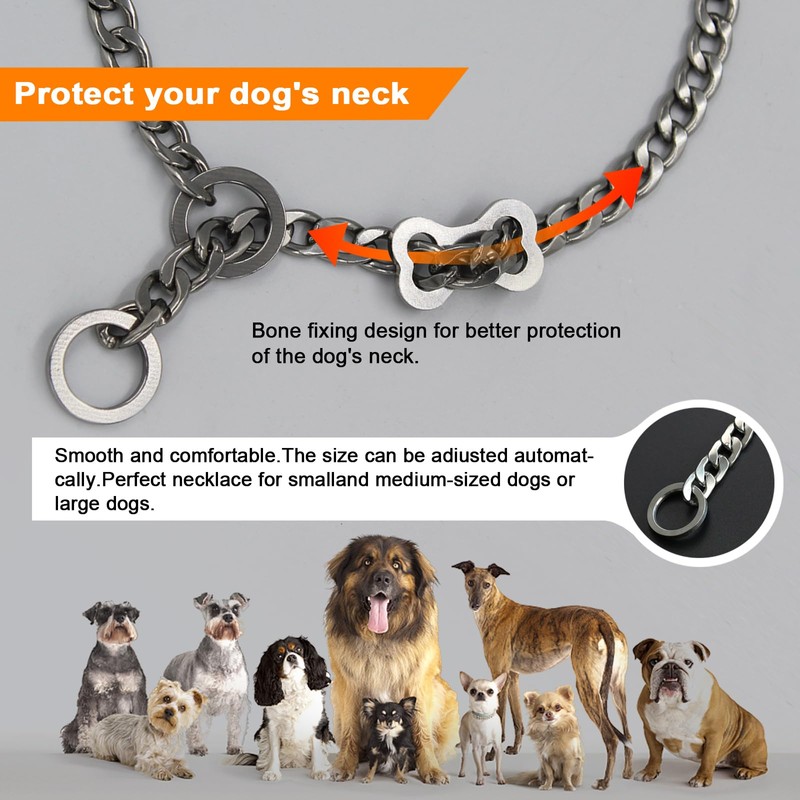 Collar Perros Cadena Consistente,Ajustable y Duradero Collar de Perro Sólido.Acero