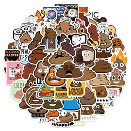 Funny Poop Stickers 60 PCS Cartoon Prank Meme Stickers for Laptop Water Bottles Hydro Flasks Skateboard Hard Hat Car Journal Scrapbooking Computer Phone Decor,Vinyl Waterproof Cute Stickers for Kids