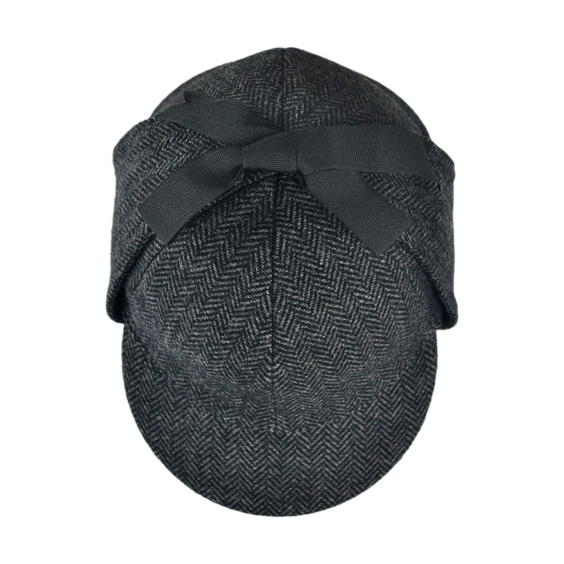 Sherlock Holmes Herringbone Wool Blend Hat (Large) Gray