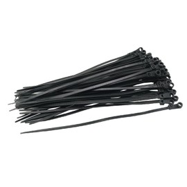 YTgilo 50PCS Nylon Cable Tie Fixing Head 4x200mm Garden Tie Cable Management Tape Cable Tie Mounting Hole Cable Tie Screw Cable Hole Zipper Tie Black