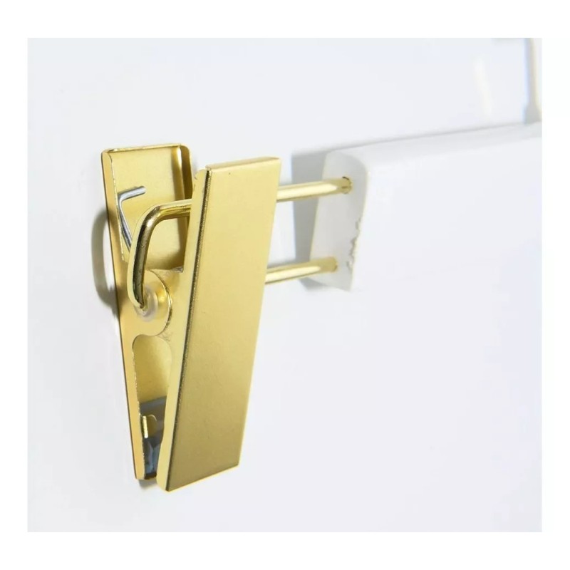Exhivit Gancho Recto De Madera C/pinza Color Blanco Con 5