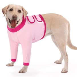 KOESON Dog Recovery Sleeve for Front Legs, Dog Surgery Recovery Suit After Surgery Dog Elbow Protector, Adjustable Dog Leg Sleeve to Stop Licking for Leg Injuries Dog Cone Collar Alternative Pink L