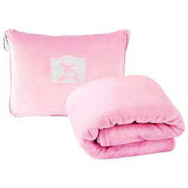 Cypselthos Travel Blanket and Pillow, Ultra-Soft, Compact & Lightweight, 60x50 in, Airplane Travel Essentials with Hand Luggage Sleeve and Backpack Clip, for Travel & Picnic (Pink)
