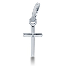 Solid 14K White Gold Traditional Classic Small TINY Cross Pendant Charm (Height = 1/2" , Width = 1/4") - Jewelry Gifts For Women Wife Mom Gifts For Men Husband Dad