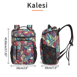 Kalesi Cooler Backpack 36 Cans Lightweight Insulated Cooler Leak-Proof Travel Camping Lunch Backpack Outdoor Cutlery Backpack for Men and Women (B-Floral-Bright)