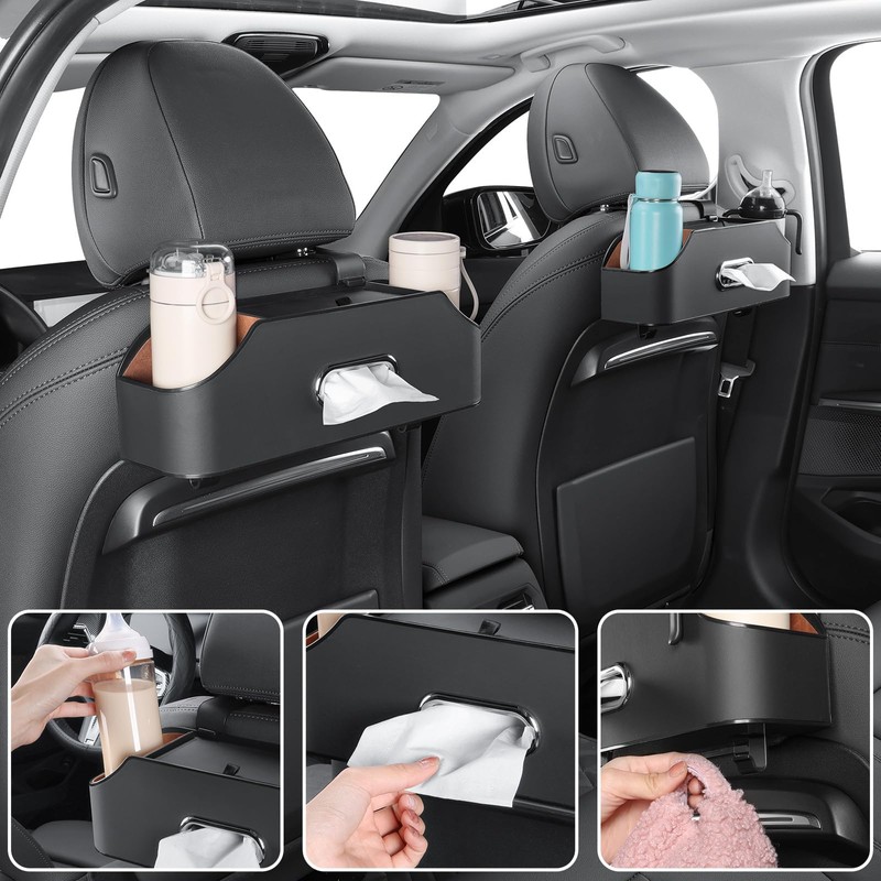 Cozioz Car Backseat Multifunctional Cup Holder Organizer with Tissue Box