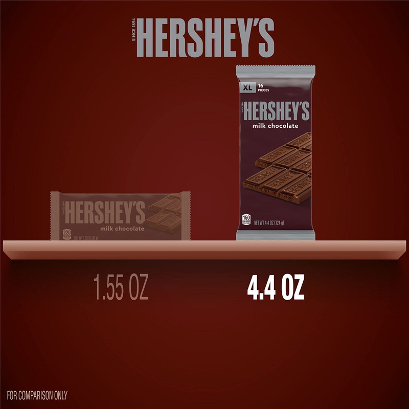 HERSHEY'S Milk Chocolate XL, Candy Bars, 4.4 oz (12 Count,