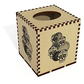 Square 'Four Skull Motif' Wooden Tissue Box Cover (TB00003061)