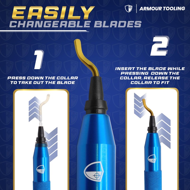 ARMOUR TOOLING - DEBURR HANDLE + 11blades (Blue) (1 x