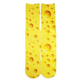 Benefeet Sox Mens Funny Crazy Socks Womens Novelty Cheese Gifts 3D Cheese Print Socks for Boys Kids Cool Funky Patterned Basketball Athletic Tube Socks Unisex Designer Socks Food Themed Gifts, Cheese