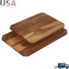 2-Piece Acacia Cutting Board Set W/ Non-Slip Feet Juice Grooves
