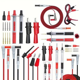 Test Lead Tool Kit, Multimeter Test Leads Kit for Summer, Work Equipment for Men, 4MM Banana Plug To Test Hook Cable Replaceable Multimeter Probe Test Wire Probe Alligator Clip, Construction Tools Measuring Tools for Home & Office, Test Leads Tool Set