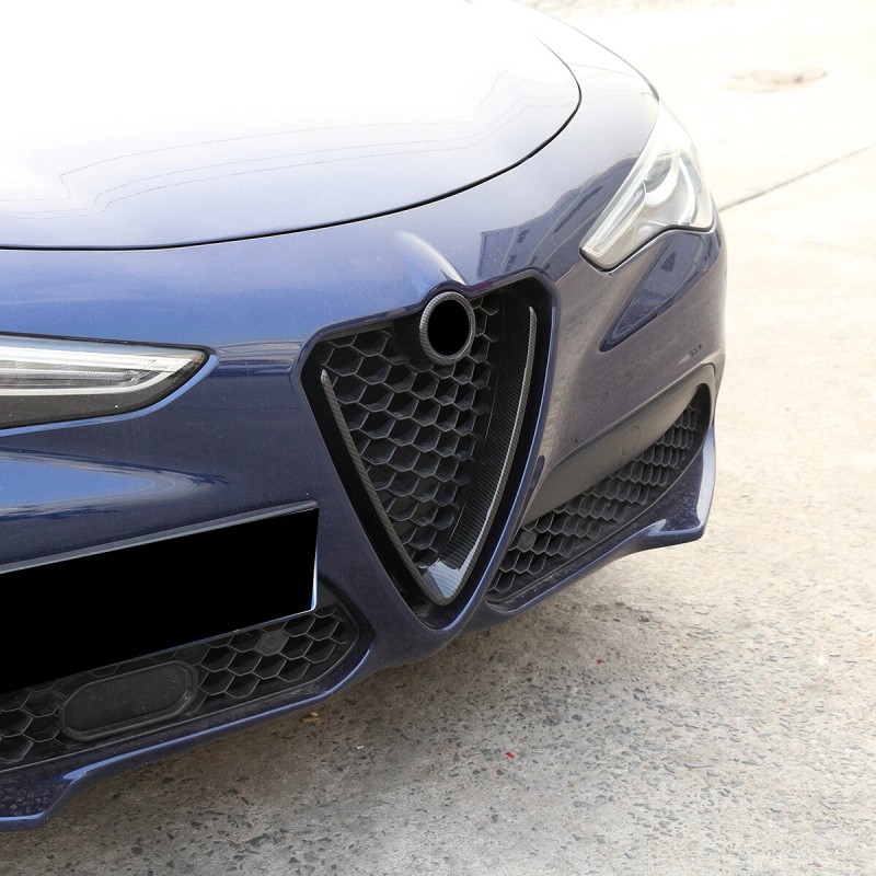 carpart2021 Carbon Fiber ABS Front V Shape Grille Trim Fit
