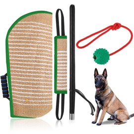 Leyndo 4 Pcs Dog Training Set Include Dog Sleeve Pillow Tug Toy Training Stick and Rubber Ball Professional Equipment for Biting Interactive Fetch K9 Puppy(Green)