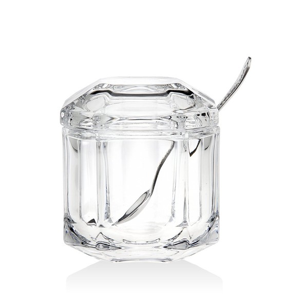 Crystal Symmetry Covered Jar With Stainless Spoon