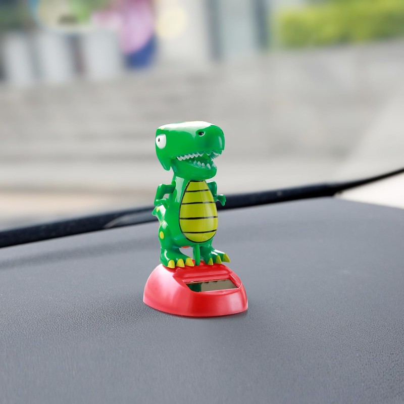 YGMONER Dinosaurs Waving Arms Car Dashboard Dancer Cartoon Style Solar