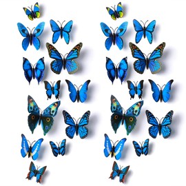 Amaonm® 24pcs 3d Vivid Special Man-made Lively Butterfly Art DIY Decor Wall Stickers Decals Nursery Decoration, Bathroom Décor, Office Décor, 3d Wall Art, 3d Crafts for Wall Art Kids Room Bedroom