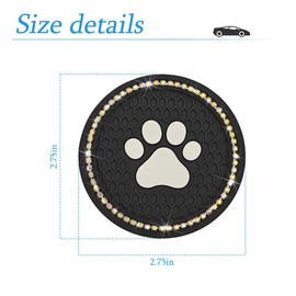 CGEAMDY Pack of 2 Bling Car Coasters, Drink Holder, Coasters, Car Drink Holder, Coaster, Crystal Rhinestone Car Accessories, Interior for Women (Black-AB)