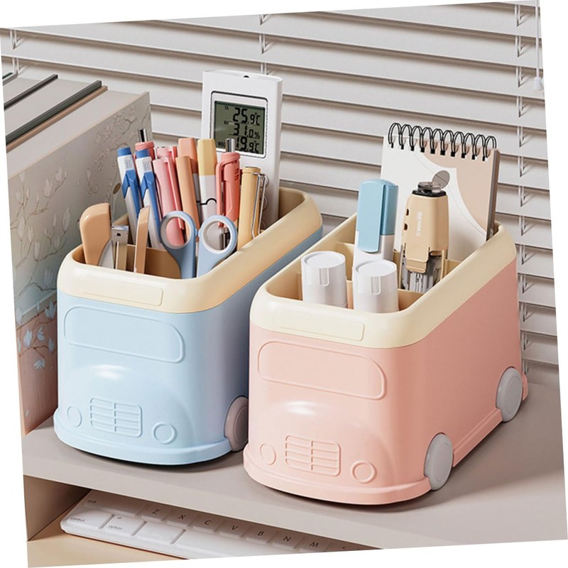 jojofuny Multi Grid Pen and Pencil Holder Versatile Plastic Desk