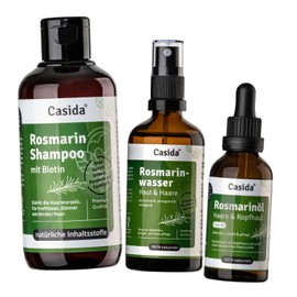 Casida® Rosemary Hair Treatment Set - Rosemary Shampoo, Rosemary Water & Rosemary Oil Hair - Optimal Care with Natural Ingredients for Hair Growth