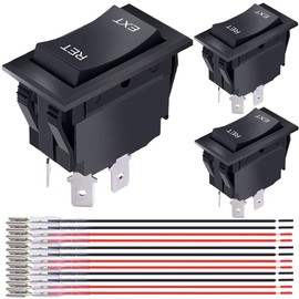 MKBKLLJY Momentary RV Jack Rocker Switch 20A 12V DC Reversing Polarity Power Toggle Switch Motor Reverse Control DPDT 4Pin On/Off for 5th Wheel Tongue Trailer Stabiliser with Terminal Wires Pack of 3