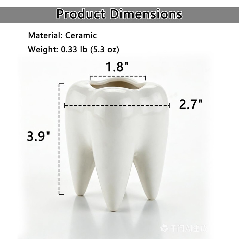 6 Pack Ceramic Tooth Planter