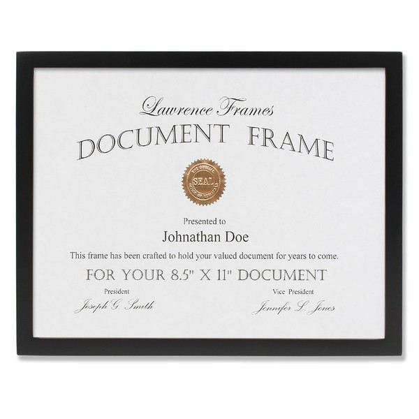 Lawrence Frames Black Wood Certificate Picture Frame, Gallery Collection, 8-1/2 by 11-Inch