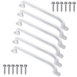 Purife 17 Inch Pack of 6 White Metal Playground Safety Handles - Playset Grab Handles, Swing Sets Hand Grips Grab Rail, Kids Monkey Bar for Indoor Playroom