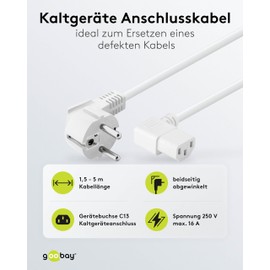 Wintech Angled Schuko to IEC 320 °C13 (White) Weiß 2.0 m