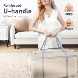 DIMJ Compression Moving Bags - Extra Large Heavy Duty Comforter Storage Bag with Window, Packing Totes With Strong Handles & Zipper, Space Saving Box Containers For Blanket, Clothes, Bedding, 4 Pack