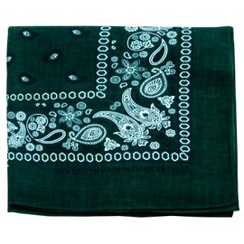 Paisley One Dozen Cowboy Bandanas (Hunter Green, 22 X 22 in)
