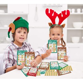 Hohomark Christmas Bingo Cards 26 Players Christmas Party Supplies for Kids Adults Christmas Bingo Card for School Classroom Home Family Activities Christmas Party Supplies