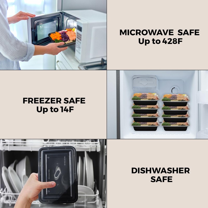 Klex 38 Oz, 50 Sets Meal Prep Containers with Airtight