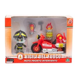 Giochi Preziosi Firefighter Motorcycle Fire Brigade with Freewheel with Original and Fireman 7 cm Movable. Includes Equipment Accessories. For Children from 4 Years