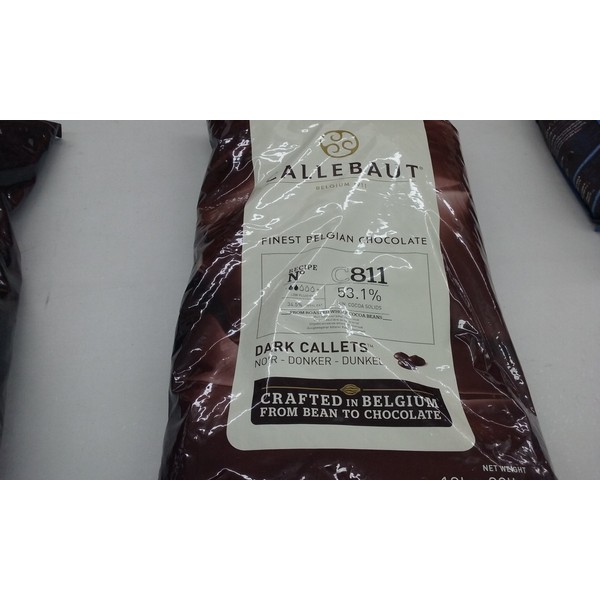 Callebaut Belgian Dark Chocolate Baking Callets (Chips) - 52.3 % 1 Bag, 22 Lbs,, 22 Lb ()