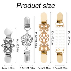 4pcs Dress Clips, Back Cinch Clips Elegant Clothes Clips Waist Cincher Clip Vintage Cardigan Collar Clips Sweater Scarf Shawl Shirt Clasp for Women Girl Decor, Prevent Clothing from Slipping Off