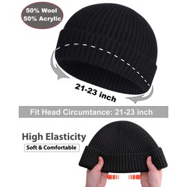 PHILIGHTS 4PCS Swag Wool Short Fisherman Beanie for Men Women, Knit Cuff Warm Winter Hats, Soft Trawler Skull Cap Watch Hat Unisex