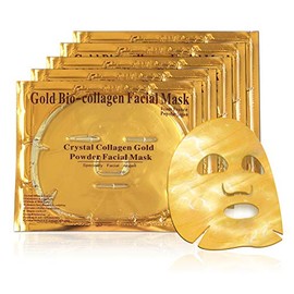 LeSB 5PCS 24K Gold Gel Collagen Facial Masks Sheet Patch Anti Ageing Puffiness Skincare Anti Wrinkle Moisturising, For Deep Tissue Rejuvenation, Spring Summer Cool Feel