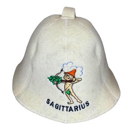 Sauna hat zodiac sign Sagittarius made of 100% wool felt, embroidered, to protect the head from heat