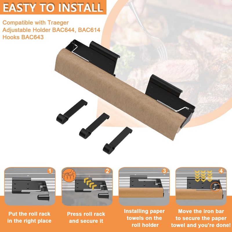PETKAO BAC644 Paper Towel Roll Holder for Traeger Grills P.A.L.