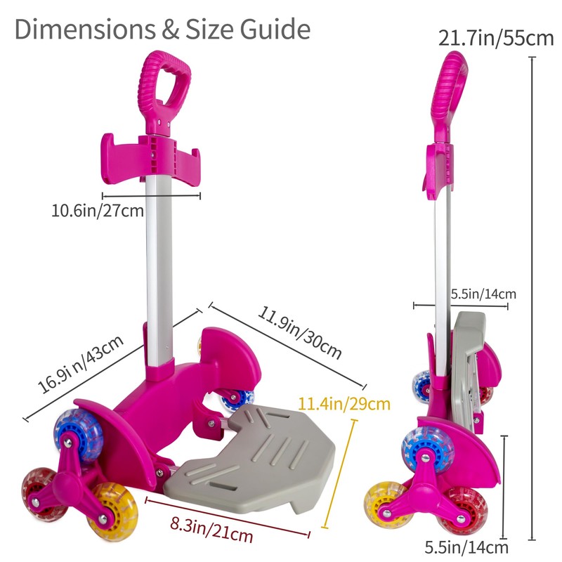 Rolling Backpack Cart, Folding Luggage Cart with Stair Climbing Wheels–Pink