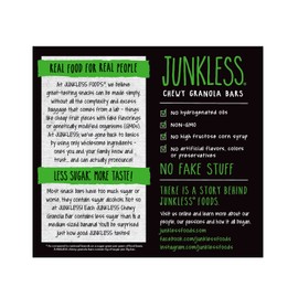 Junkless Oats & Honey Chewy Granola Bars - Less Sugar, Great Tasting, Wholesome Snacks - 1.1 oz. Bars, 6 Pack
