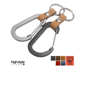 High Style Key Holder, Tochigi Leather & Lightweight Aluminum Carabiner, Base Grade Type Key Holder, multicolor (gray / navy)