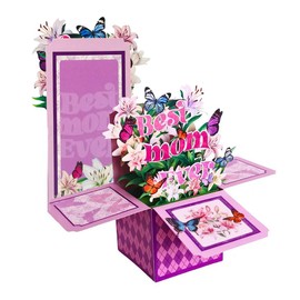 PQCLXUYA Happy Mother's Day Greeting Card, 3D Pop Up Butterfly Flower Card with Envelopes Mother's Day, Mothers Day Gifts for Mom, Wife, Sister, Grandma, Step-mom, Mother-in-law, Thank You Card for Mummy