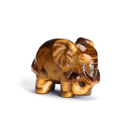 CrystalTears Tiger Eye Crystal Elephant Figuine Carved Healing Crystals Gemstone Elephant Statue Ornament for Home Desk Decor Good Luck Elephant Gifts for Women Men Christmas 1.6”