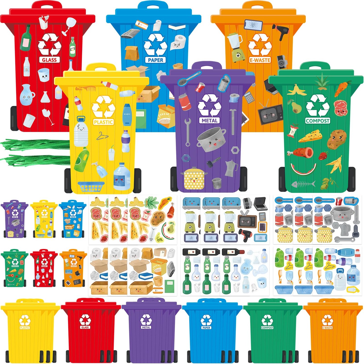 WorldBazaar 18 Pack Earth Day Recycling Craft Kit for Kids Learn to ...